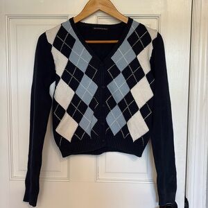 Brandy Melville Blue and Cream Cardigan Sweater